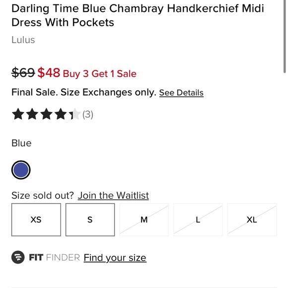 NWT Sz S Lulus midi Denim Dress - Picture 4 of 6